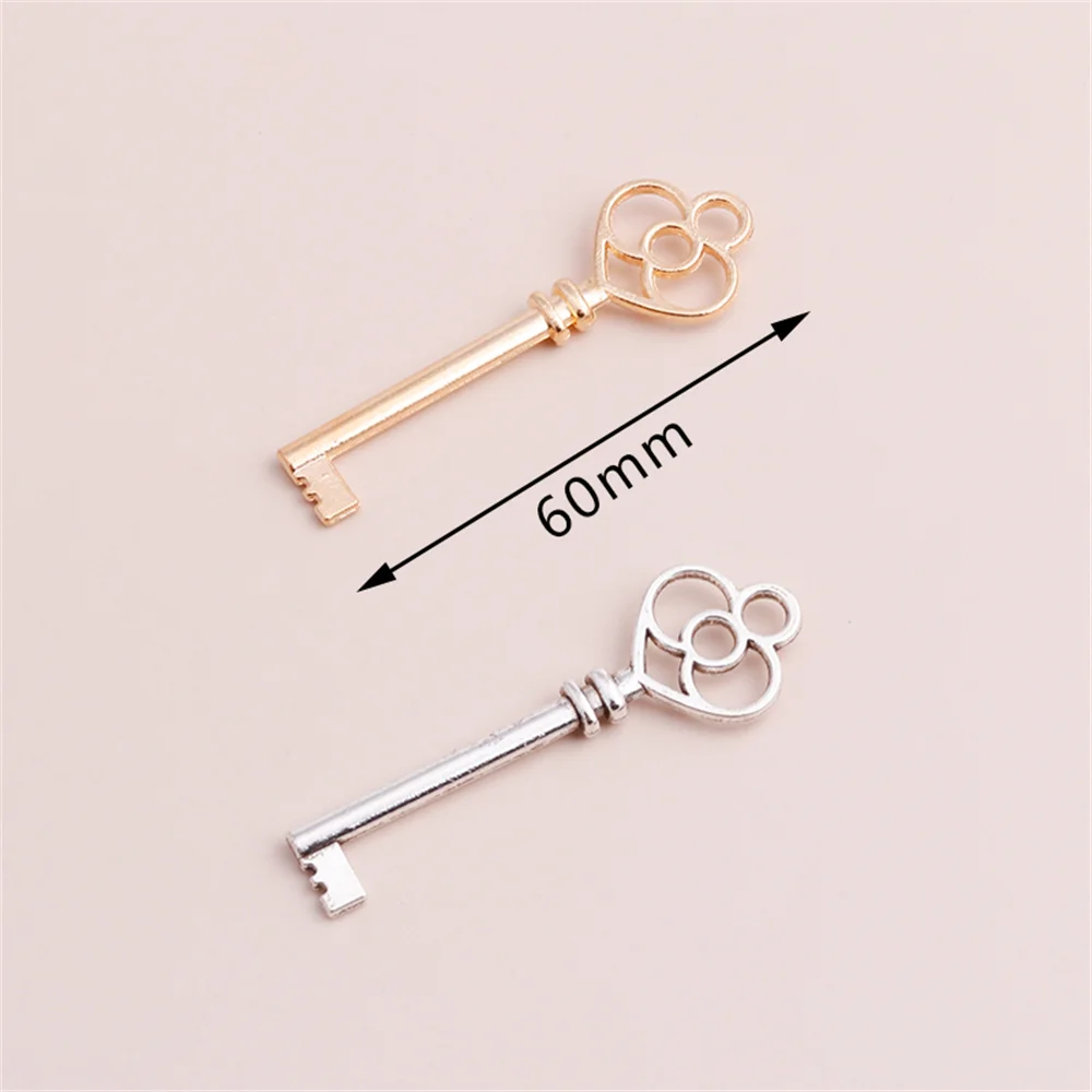 Leslie 5 Stück 60mm Legierungs-Metall-Schlüsselanhänger für Ohrringe, Halsketten, Handgemachtes DIY-Schmuckzubehör – Detail 2