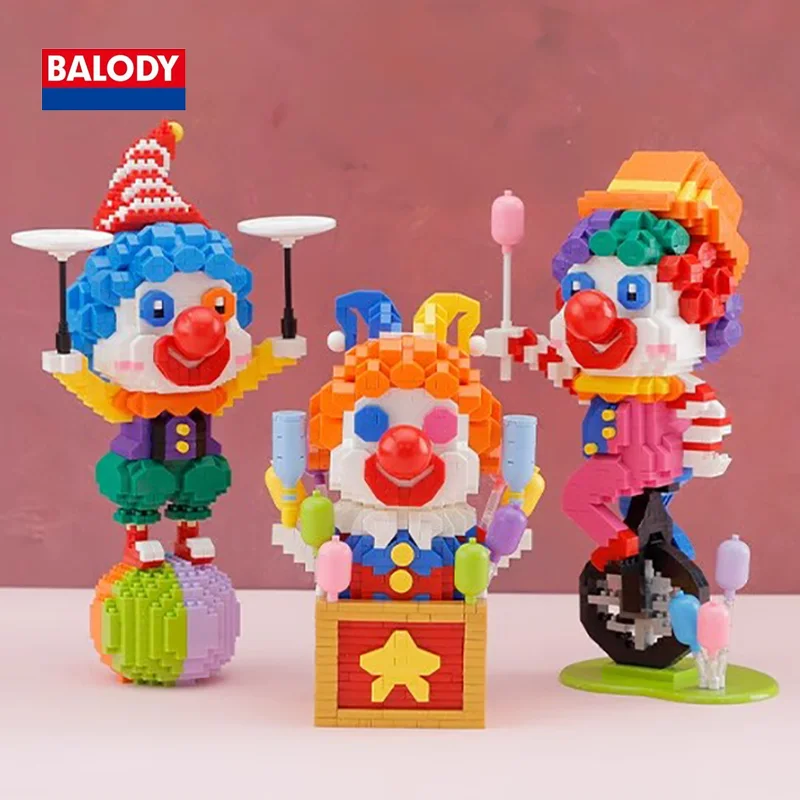 BALODY Originality Circus Clown Series Mini Puzzle Block High Reduction 3D Cartoon Carnival Unicycle Show Design Christmas Gift