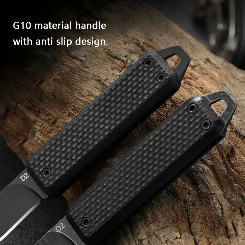 Mini High Hardness D2 Steel Folding Knife G10 Handle Keychain Self-defense Knife Disassembly Express Delivery EDC Knife Hunting