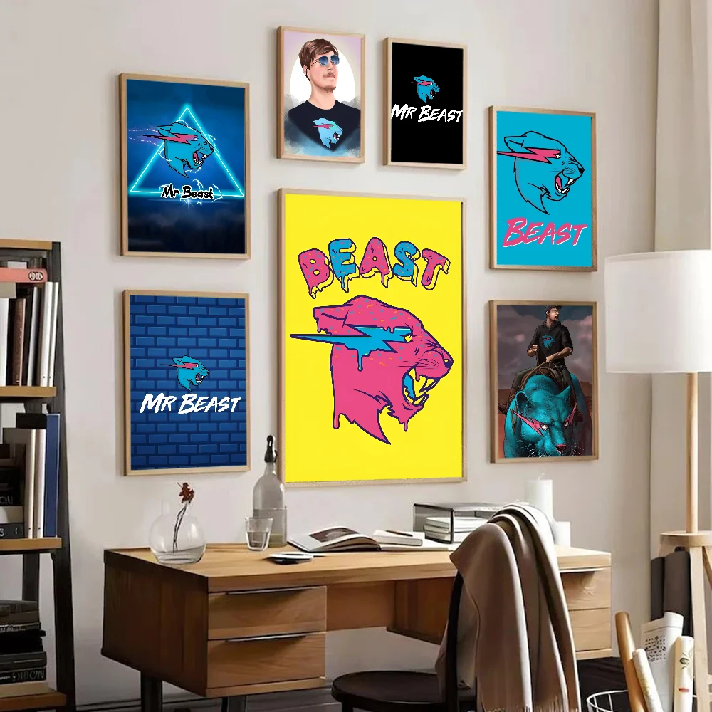 Game Blogger Mr-Beast Anime Posters Sticky Whitepaper Prints Posters Artwork Kawaii Room Decor