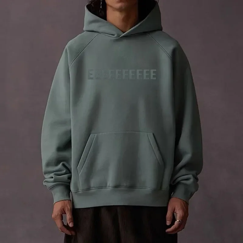 

2025 Season 9 Luxury Brand Men's Cotton Hoodies Chest Two Rows Silicone Letters Sweaters Top Quality Men's High Street Loose Hoo