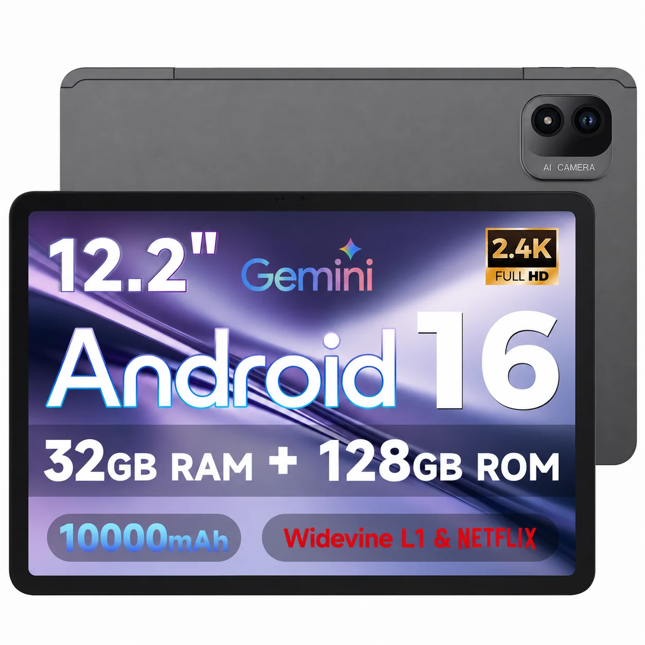 FPD 12.2インチ タブレット Android 16 8GB+128GB 2.4K 2400×1600 IPS 120Hz UNISOC T7300 8コア 10000mAh Wi-Fiモデル microSD 512GB拡張 USB-C OTG