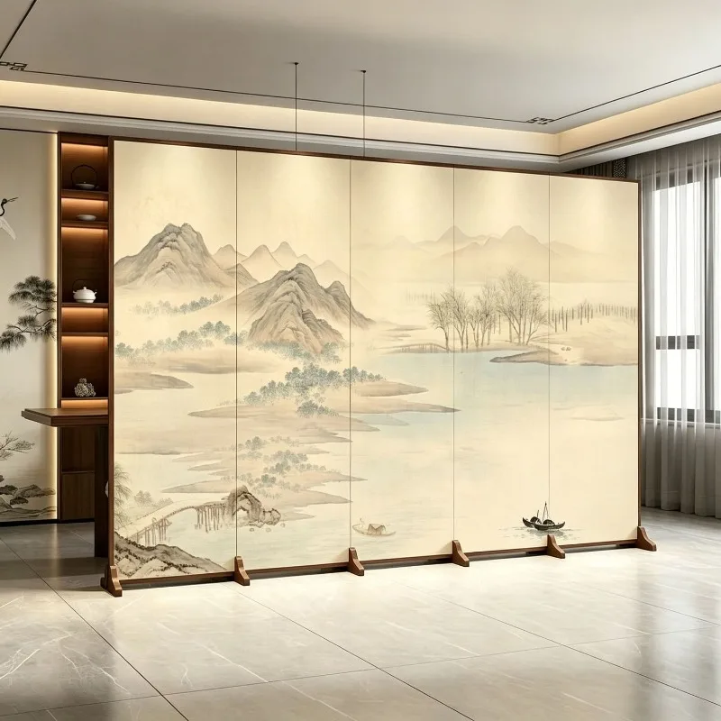 Customized light luxury new Chinese screen, partition the living room to block the office entrance, simple foldable mobile