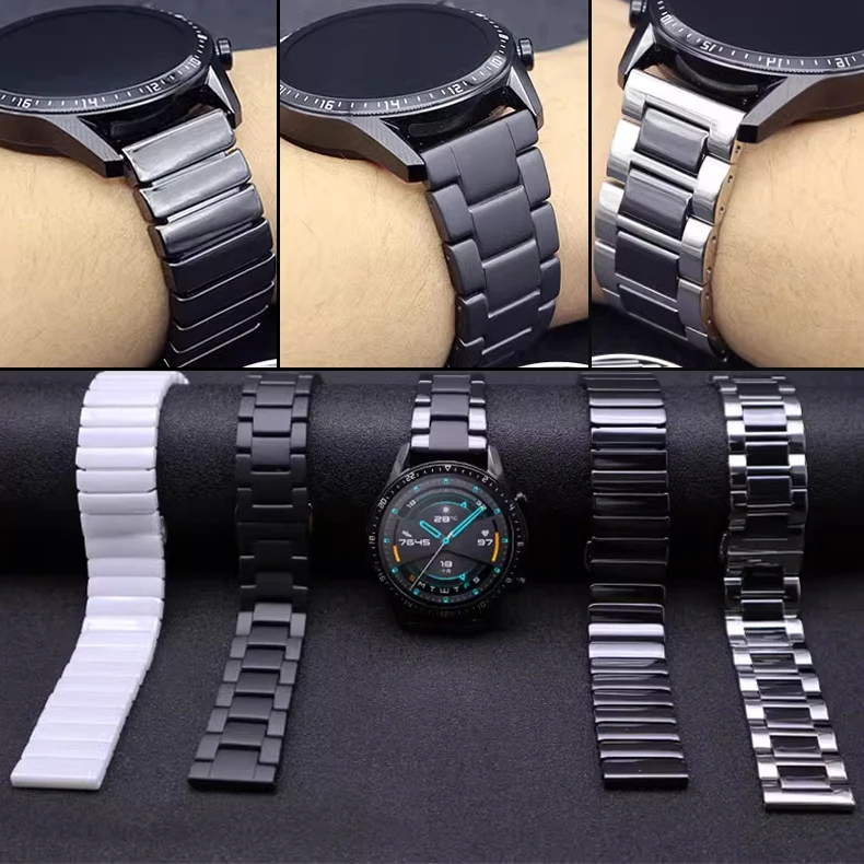 For Huawei Watchband gt4 GT3 GT2 Ceramic strap watch4 Frosted Smart Metal Stainless steel strap Honor GS3 Men women Watch chain