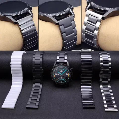 삼성 갤럭시 Watch4 5 6 40/42mm 44/46mm 프로 Amazfit 시계 밴드 팔찌 남성 여성 팔찌에 대한 20mm 22mm 스틸 세라믹 스트랩