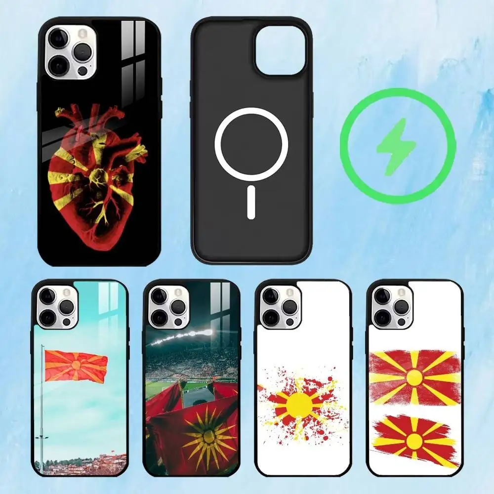 

F-Flag M-Macedonia Phone Case For iPhone17,16,15,14,13,12,11 Plus,Pro Max Magnetic For Magsafe Wireless Charging