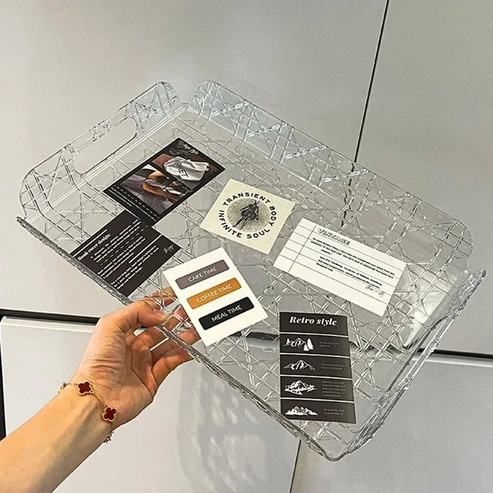 Picture 5: Household Rectangular Storage Tray Countertop Light Luxury Water Cup Storage Tea Tray Transparent Home Decoration Organizer Tray