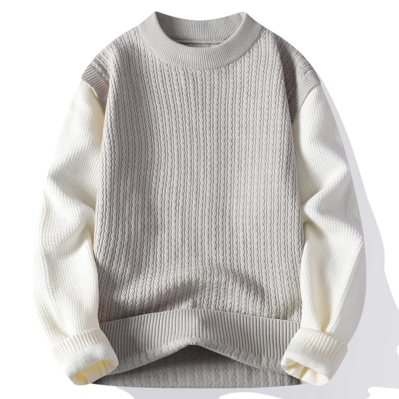 Pullover Männer Herbst Winter Casual Oansatz Mode Patchwork Langarm Gestrickte Pullover Herren Jugendliche Vitalität Stricken Pullover
