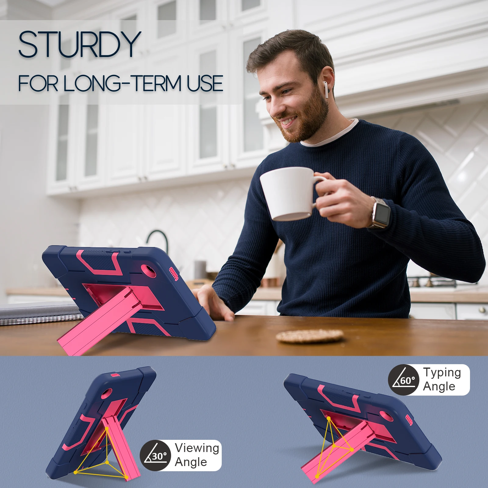 Wytrzymałe, solidne etui ochronne z funkcją podstawki do tabletu Samsung Galaxy Tab A11 8.7 cala SM-X130 SM-X135 A9 SM-X110 SM-X115 — zdjęcie produktu 4