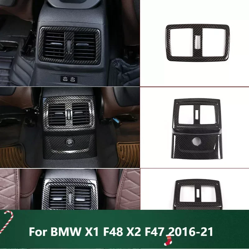 

Car Carbon Fiber Car Rear Row Air Conditioner Air Outlet Frame Decorative Sticker Car Accessories For BMW X1 F48 X2 F47 2016-21