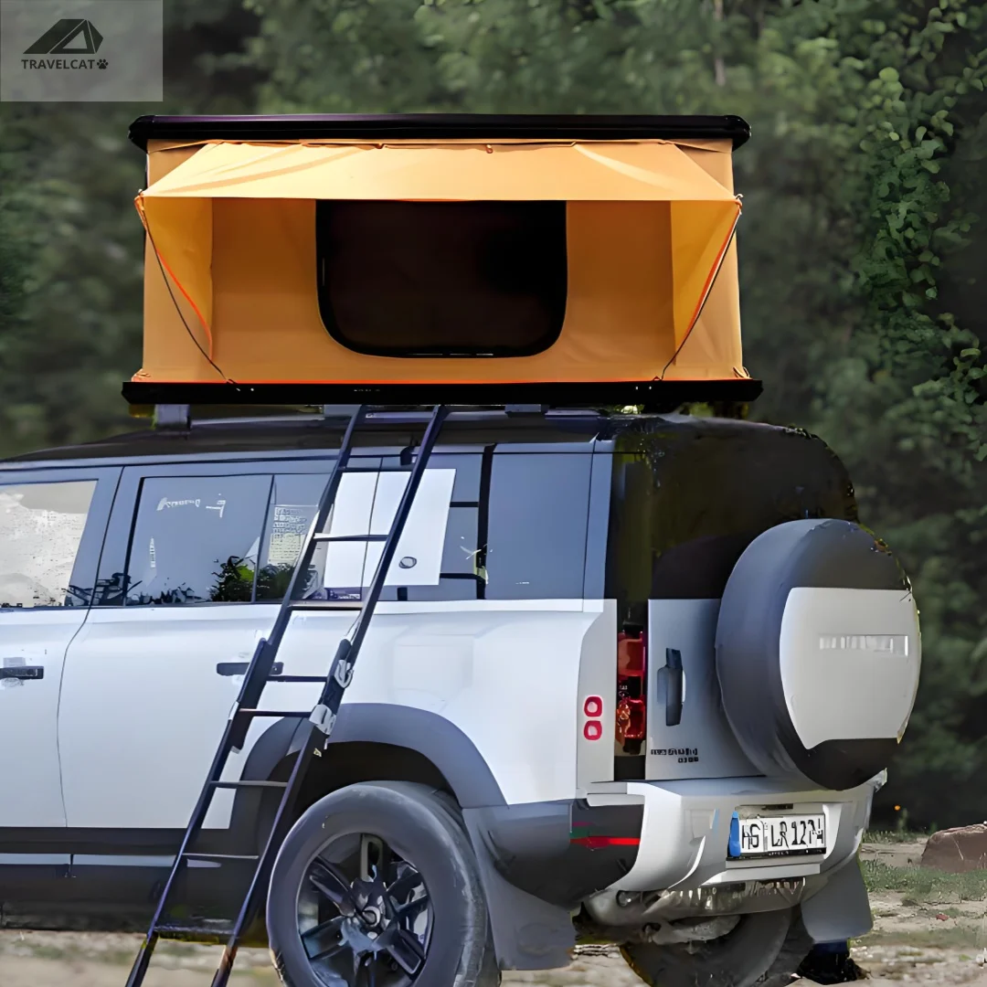 

Travel Cat Rooftop Tent Hard Shell Great View Ventilation Tent for 2-3 Person Camping Waterproof Windproof UV-Resistant Blackout