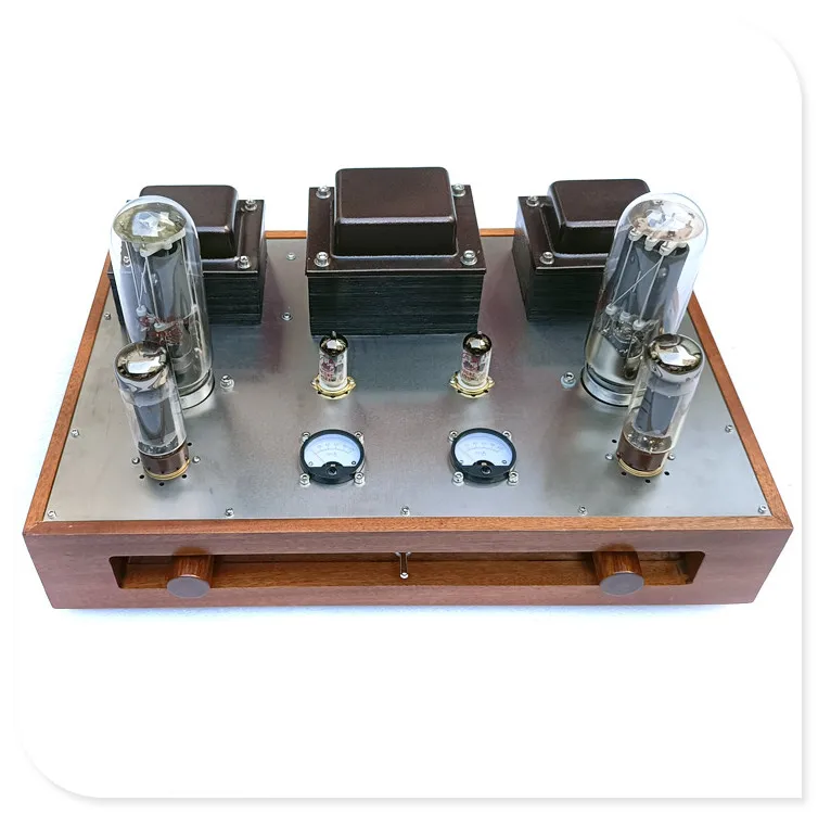 Latest  FU5 35W*2 805 tube amplifier high power class A single-ended tube amplifier with meter indicating solid wood box