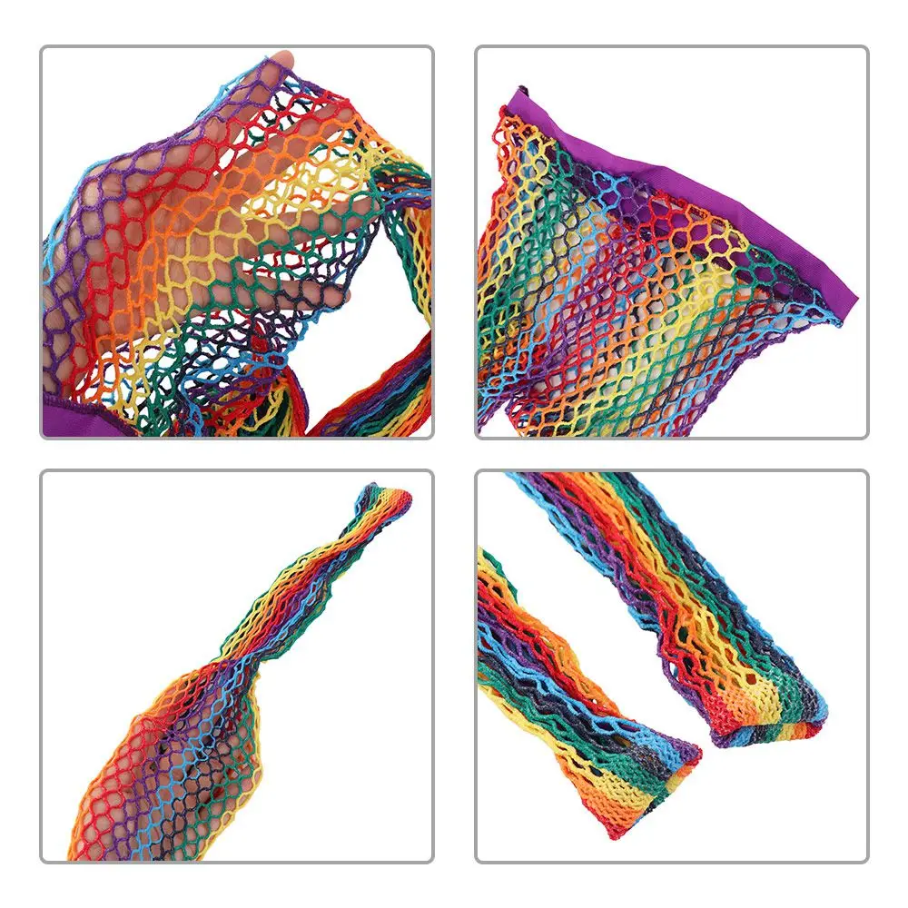 Cool Y2K Rainbow Fishnet Stockings Large Mesh Dopamine See-through Tights Stretch Hot Girl Style Hollowed Out Pantyhose Party