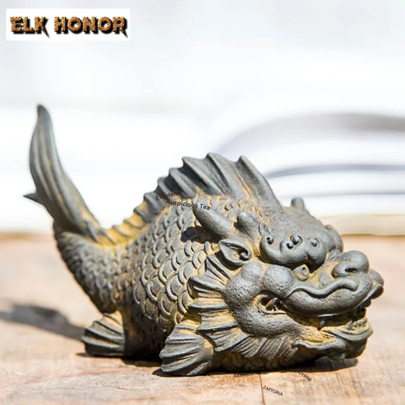ZAEYORIA Creative Dragon Fish Tea Pet Zen Tea Spirit Tea Figurine Play Toys Tea Statue Ornaments Tableware Supplies Workmanship