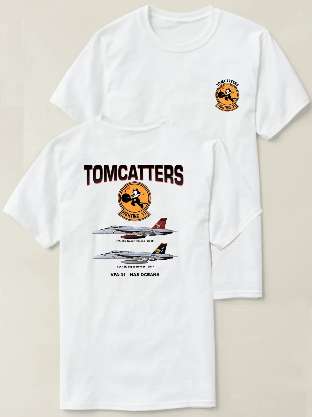 Naval VFA-31 Tomcatters Strike Fighter Squadron F/A-18E Super Hornet T-Shirt 100% Cotton O-Neck Short Sleeve Casual Mens T-shirt