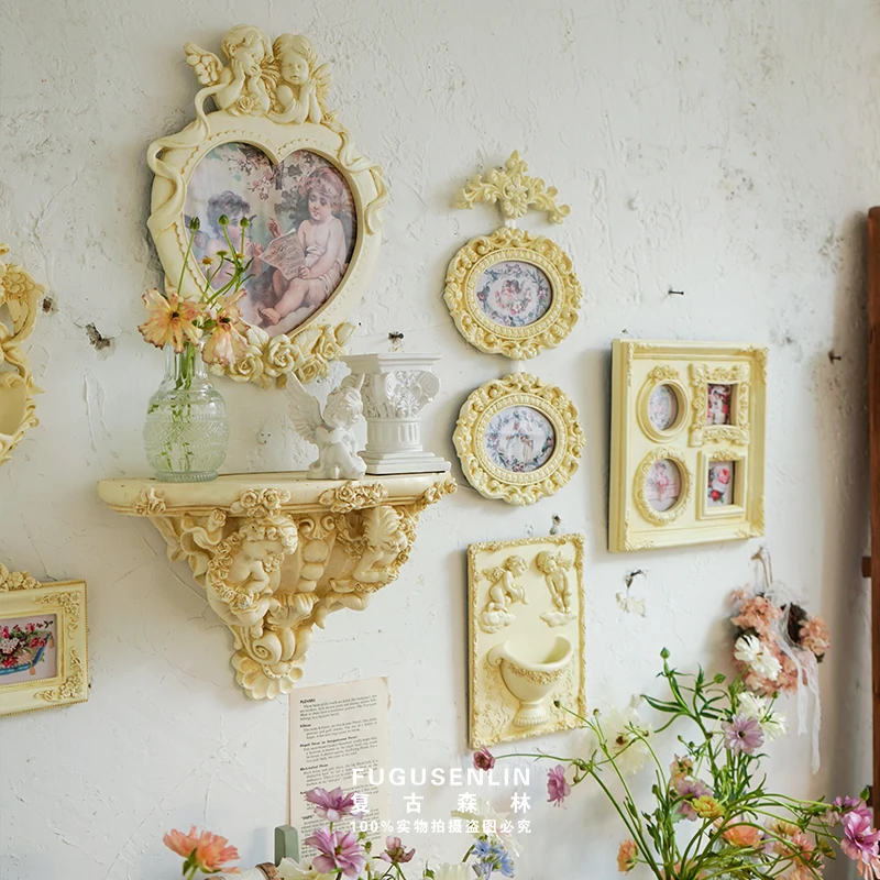 White Vintage Embossed Resin Photo Frame Angle Painting Frame for Home Wall Decoration Gifts Housewarming Gift