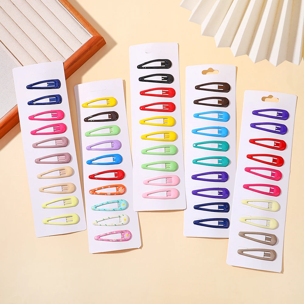 10Pcs/set Baby Colorful Dopamine Hair Clip for Girl Water Drops Bangs Clip Hairpins Babe Broken Hair BB Clips Barrettes Headwear