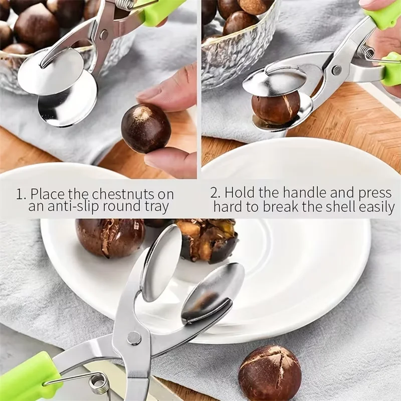 Chestnuts Opener Clip Nut Cracker with 304 Stainless Steel Blade Walnut Cracker Sheller Metal Walnuts Pliers Kitchen Walnut Tool view 5