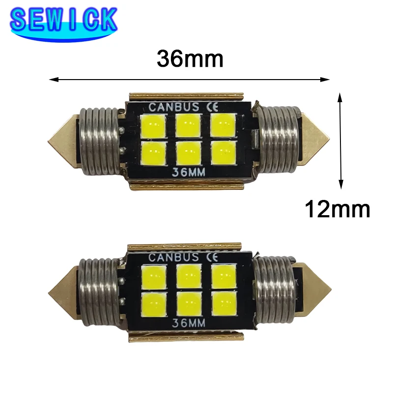 100PCS 12V C5W LED Bulbs CANBUS Festoon 31/36/39/41MM LED Light For Car Interior Dome Trunk License Plate Lights