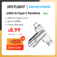 MOVESPEED 2 in 1 USB Type C Flash Drive Support OTG 64GB 128GB 256GB 512GB USB 3.0 120MB/s Pendrive for Macbook Phones Laptop PC