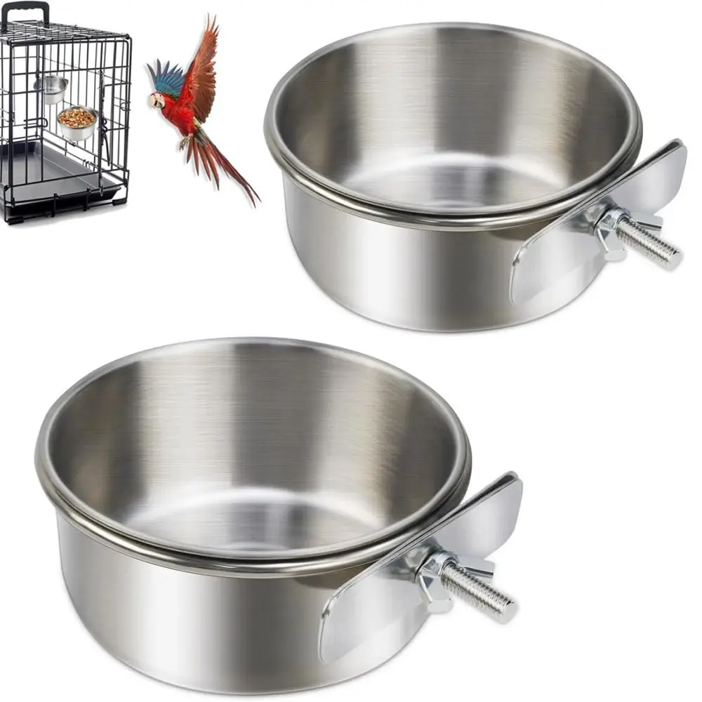Pet Bowl Can Hang Stationary Dog Cage Bowls Stainless Steel Dog Cats Hanging Bowls Durable Puppy Kitten Feeder Water Food Bowl
