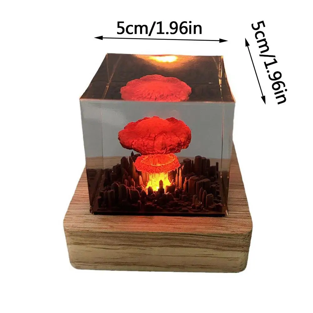 Nuclear Explosions Bomb Mushroom Cloud Lamp USB Flameless Lamp Resin Night Light Christmas Gifts Table Lamp Home Decoration