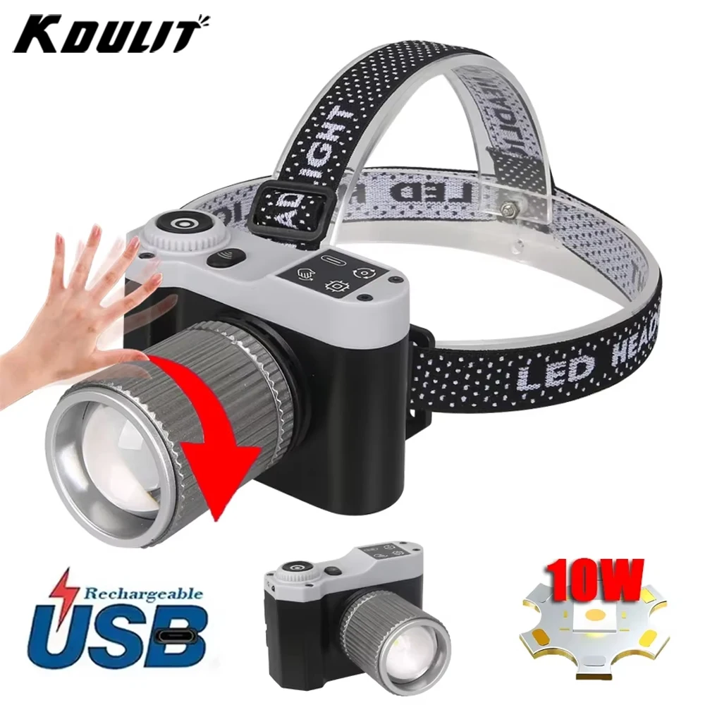 

USB Rechargeable Strong Light LED Headlamp Zoomable Led Motion Sensor Waterproof Head Lamp Fishing Camping Outdoor Head light