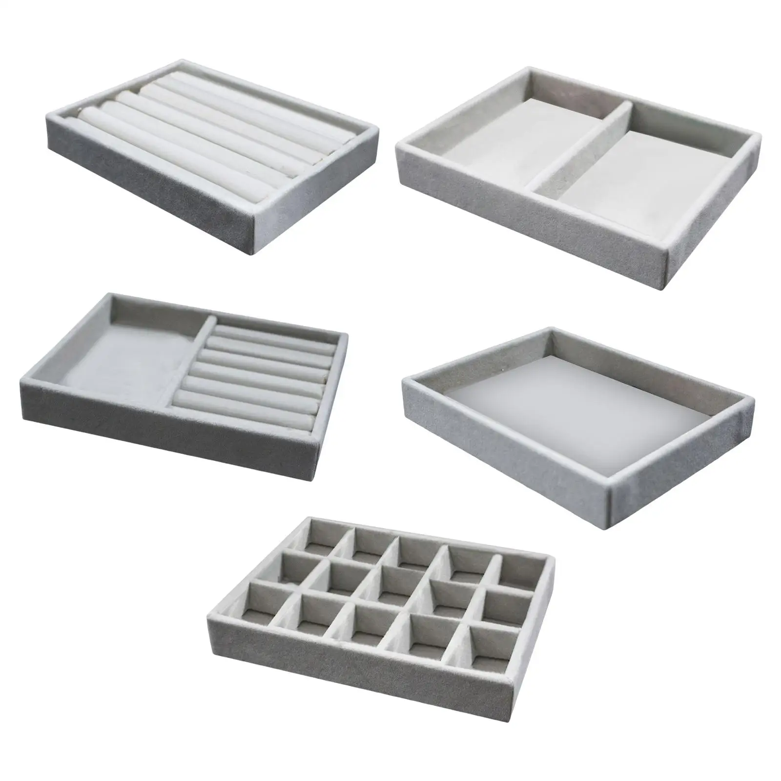 Jewelry Display Holder Shows Display Earrings Organizer Tray Rectangle Grey