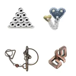 Classic Metal Brain Teasers Mind Ring Lock Puzzles Game for Adults Kids