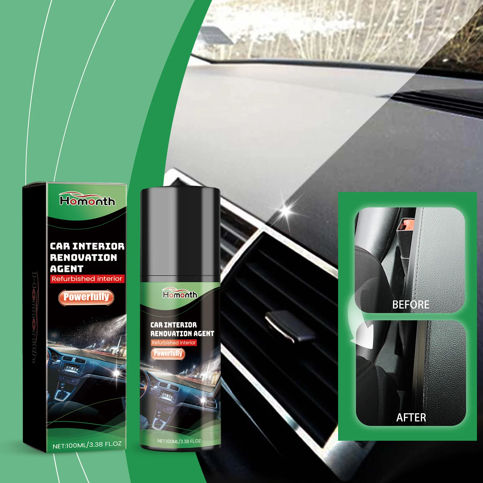 Homonth 100ML Automotive Interior Cleaner Polish and Repair Coating Leather Renovator Car Interior Restorer Multi-Purpose Liquid