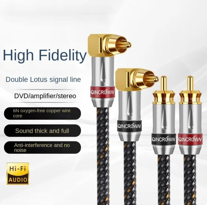 

Limited-time special offer fever-grade double lotus head audio cable RCA signal cable fever Plated RCA Plug Signal Line 90 Degre