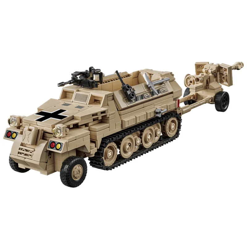 Military Classic Model SD.KF5.250 Half Track Armored Vehicle Collect Ornaments Building Blocks Bricks Toys