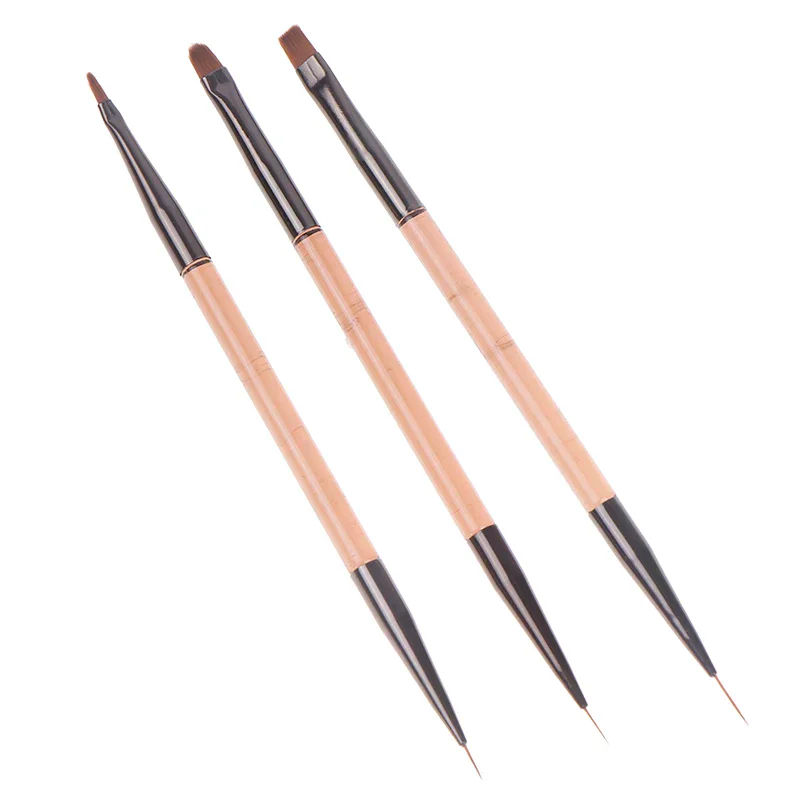 /YOV/3Pcs Double Ended 7/9/11mm Liner Painting Brush Nail Art Flat Round Drawing Flowers DIY Petal Pen Tools