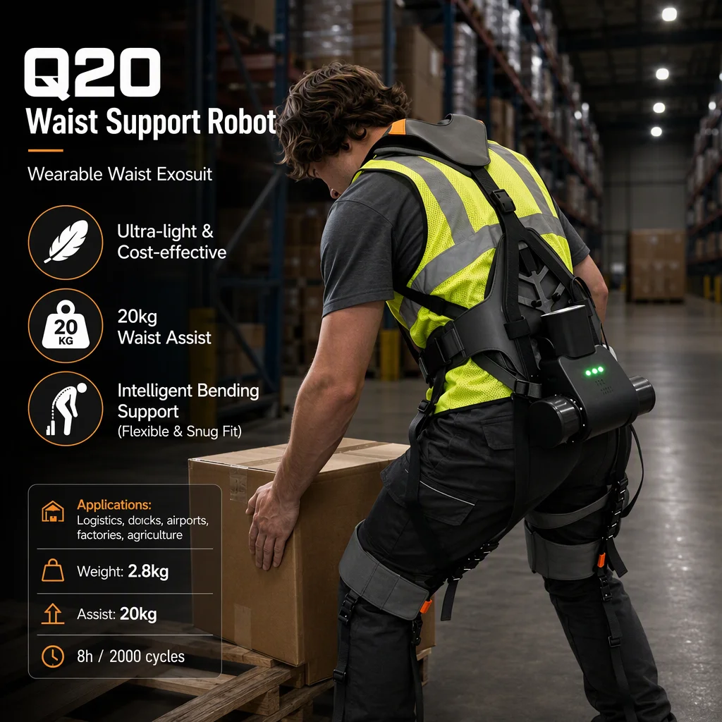 Wearable Adjustable Industrial Lifting Exoskeleton Nylon Lightweight Passive Assist Suit Lumbar Support Warehouse Handling