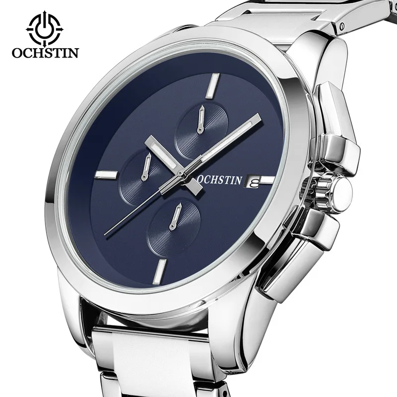 OCHSTIN brand new men's watch multi-function chronograph quartz watch business steel belt luminous waterproof men's watch