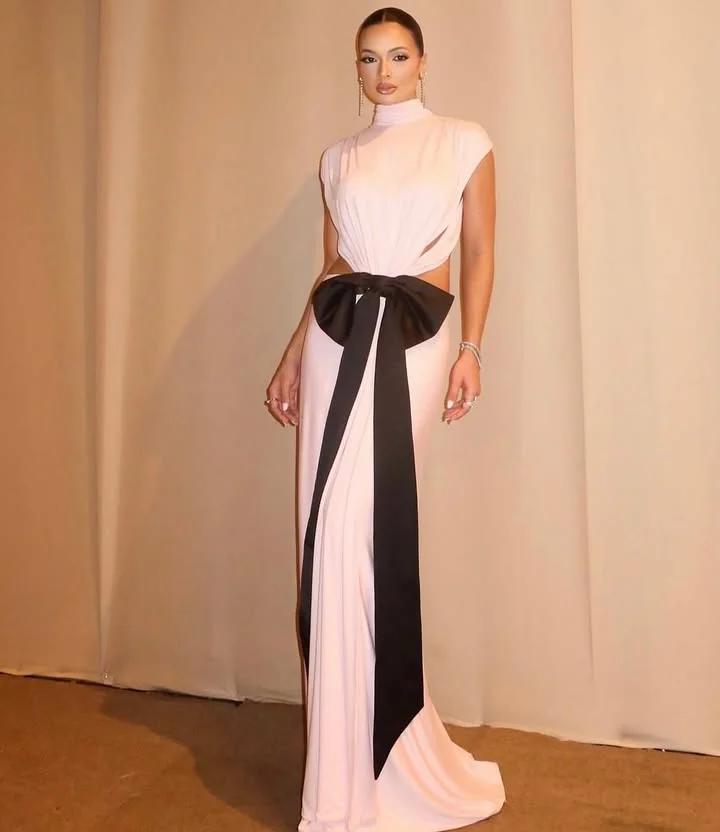 

Aenyrst Customized Evening Dresses Woman O-Neck Elegant Formal Pink Floor-Length Occasion Dresses 2025فساتين سهرة