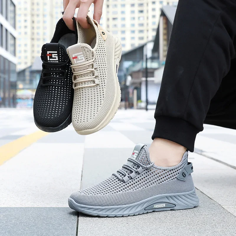 Men's Shoes, Summer Breathable Mesh Shoes Men's Mesh Hollow Thin Casual Mesh Sports Running Shoes Fashionable and Dirt Resistant