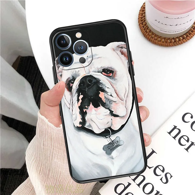 Phone Cases For iphone 15Pro XS Max 11 12 13 14 Pro 7 8 15 Plus Mini SE X XR Cute French English Bulldog Camera Protective Cover