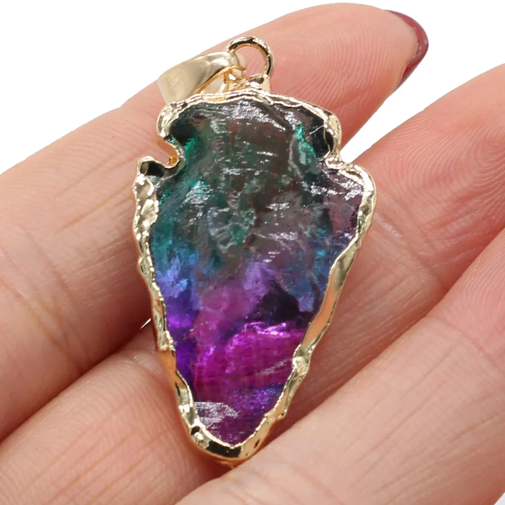 Natural Crystal Triangle Pendant Rainbow Colors Transparent Charms for Jewelry Making DIY Necklace Bracelet Earring Accessories