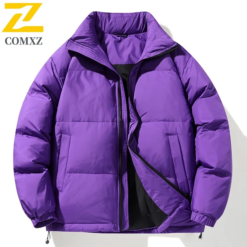 سترة مبطنة بسيطة من COMXZ بياقة واقفة بلون سادة سترة مبطنة للتخييم كورية دافئة وخفيفة الوزن للثلج وحشوة شتوية للرجال