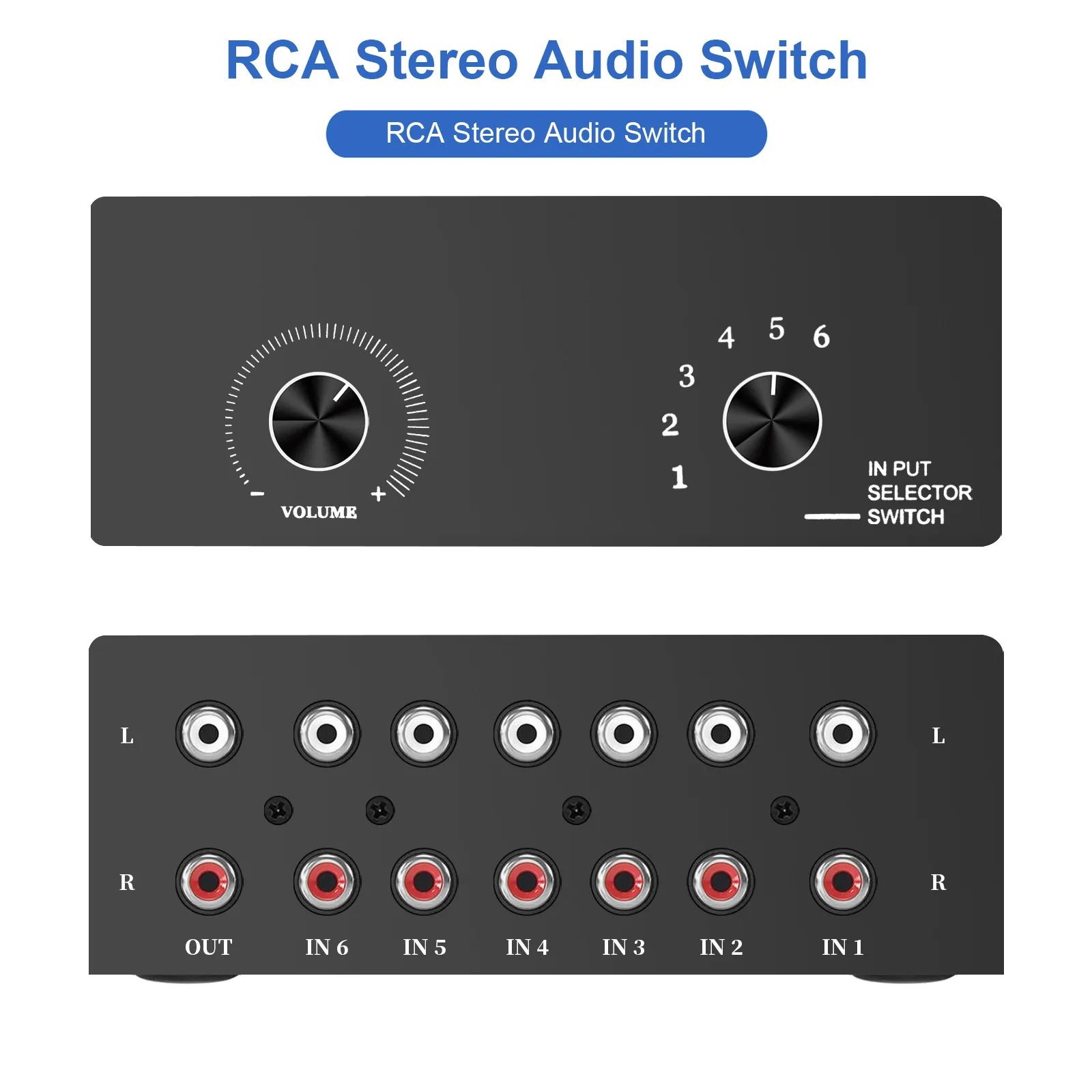 6X1/1X6 6 Way Bi-Directional RCA Stereo Audio Switch 6 In 1 Out or 1 In 6 Out L/R Jack Sound Channel RCA Audio Switcher Selector