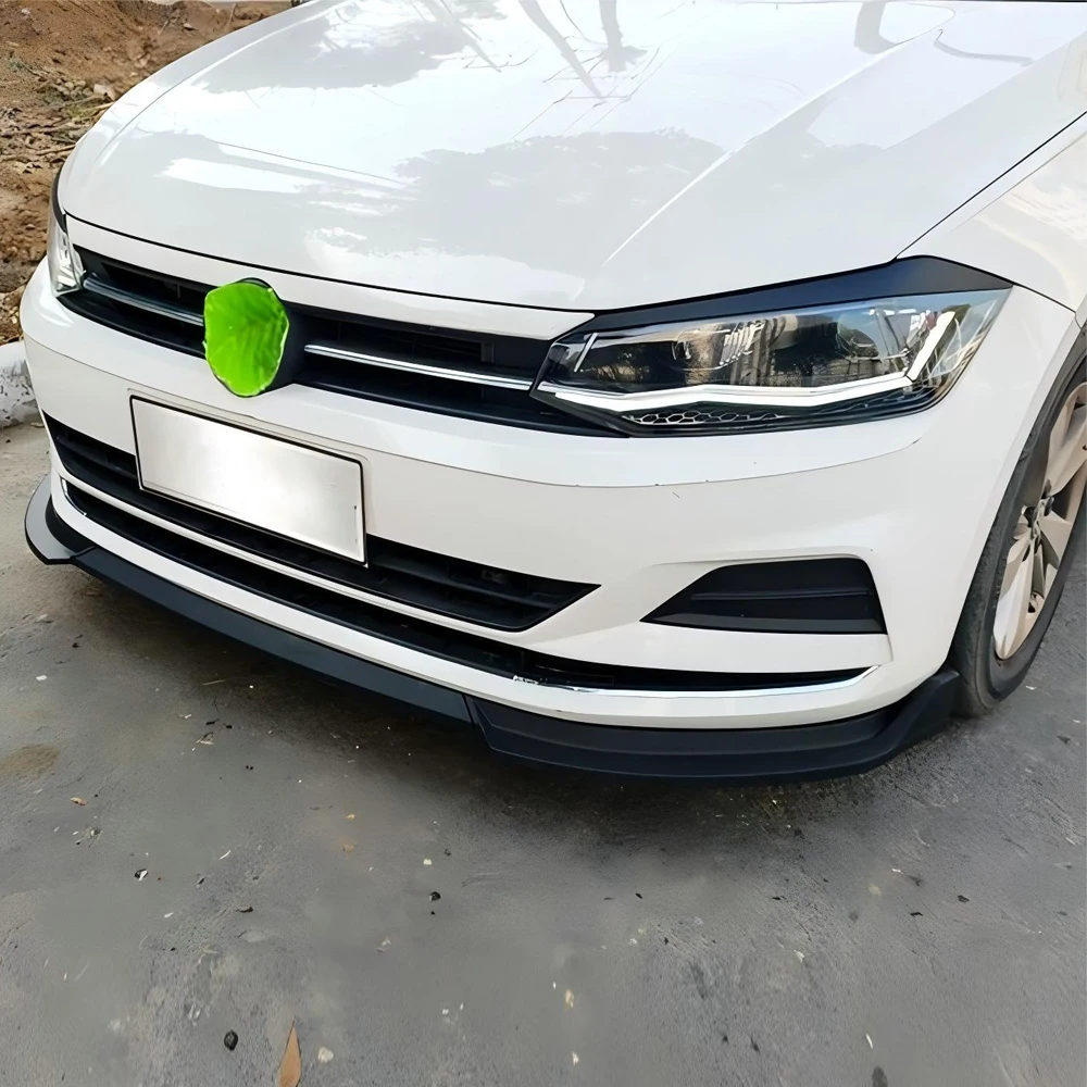 Kit de carrocería de labio de parachoques delantero de coche, divisor de alerón, divisor de labio Canard para VW Polo MK6 estándar TSI TDI 2017-2021, sintonización negra