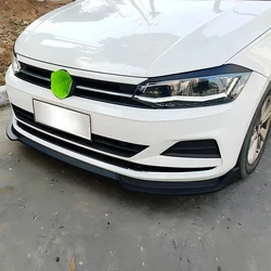 Car Front Bumper Lip BodyKit Spoiler Splitter Bumper Canard Lip Splitter For VW Polo MK6 Standard TSI TDI 2017-2021 Tuning Black