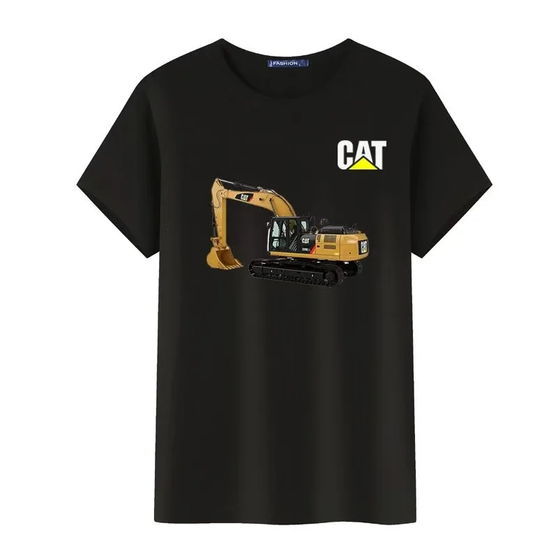 Excavator Boy Excavator Excavator Cotton T-shirt Carter CAT Heavy Machinery Heavy Industry Short Sleeve 2026 New Edition
