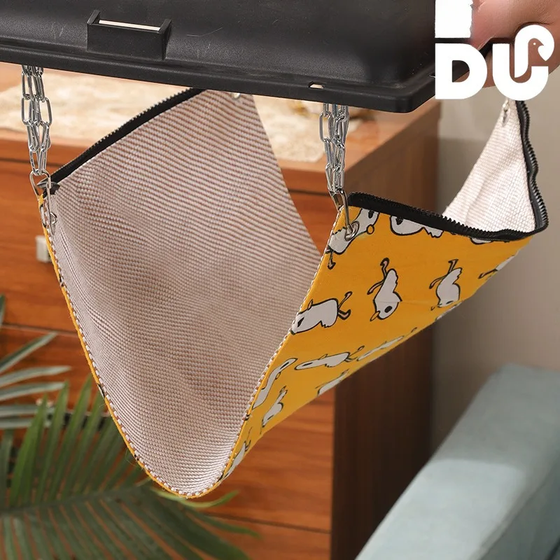 Hamster Dual-Use Hammock Tunnel Small Animal Squirrel Tunnel Tube Toy Cartoon Printed Hanging Cage Swinging Sleeping Bed Nest