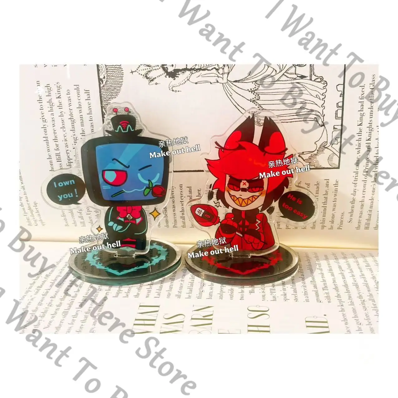 8cm Anime Hazbin Hotel Alastor Radio Demon Vox Cosplay dibujos animados acrílico señal de pie tablero indicativo soporte figura mascota regalo