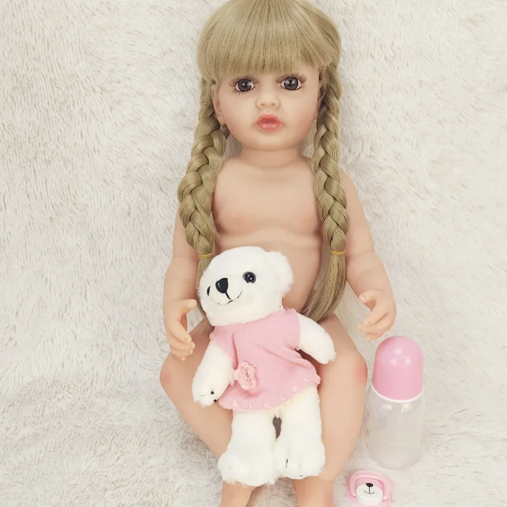 

Gold Braid Reborn Doll 55cm Full Plastic Simulation Girls Reborn Baby