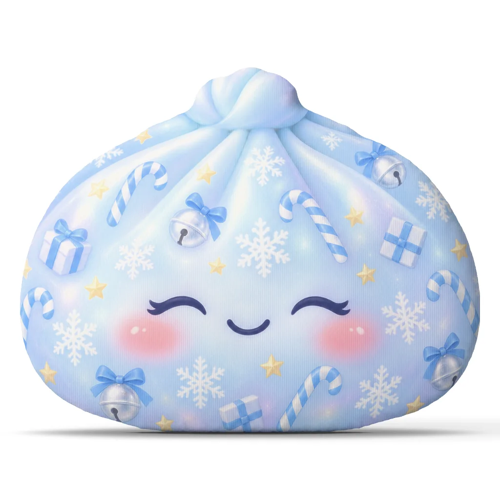 Kawaii Bao Dumpling Shaped Plush Pillow Christmas Winter Holiday Cushion Candy Cane Snowflake Throw Pillow Home Decor Gift