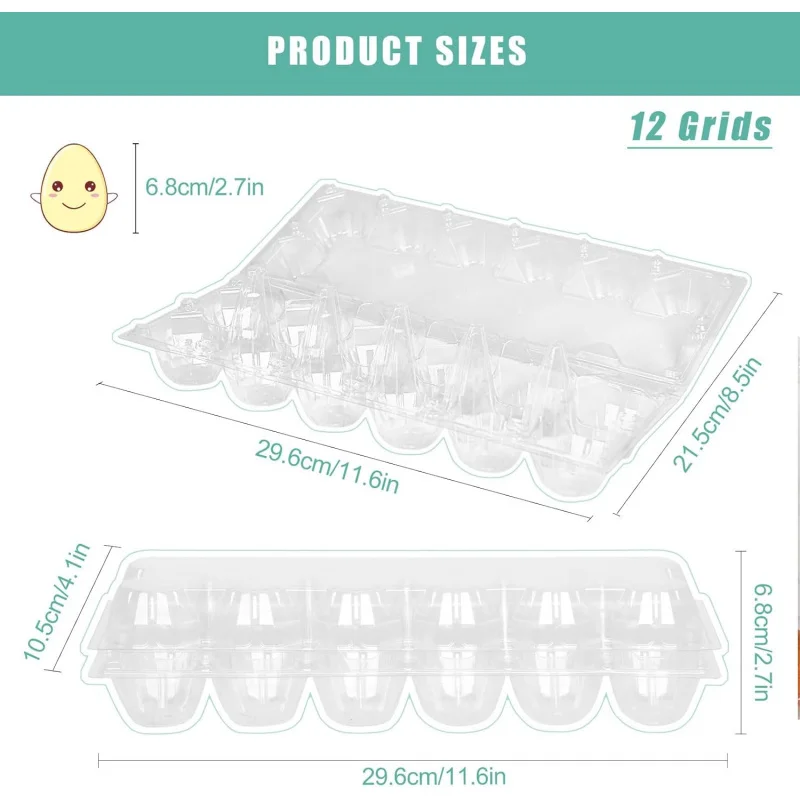 40 عبوة من كرتونة البيض البلاستيكية، كرتون البيض 2 * 6 شبكات، كرتون البيض السائبة الرخيصة، 12 بيضة مثالية، سوق مزرعة الدجاج والثلاجة