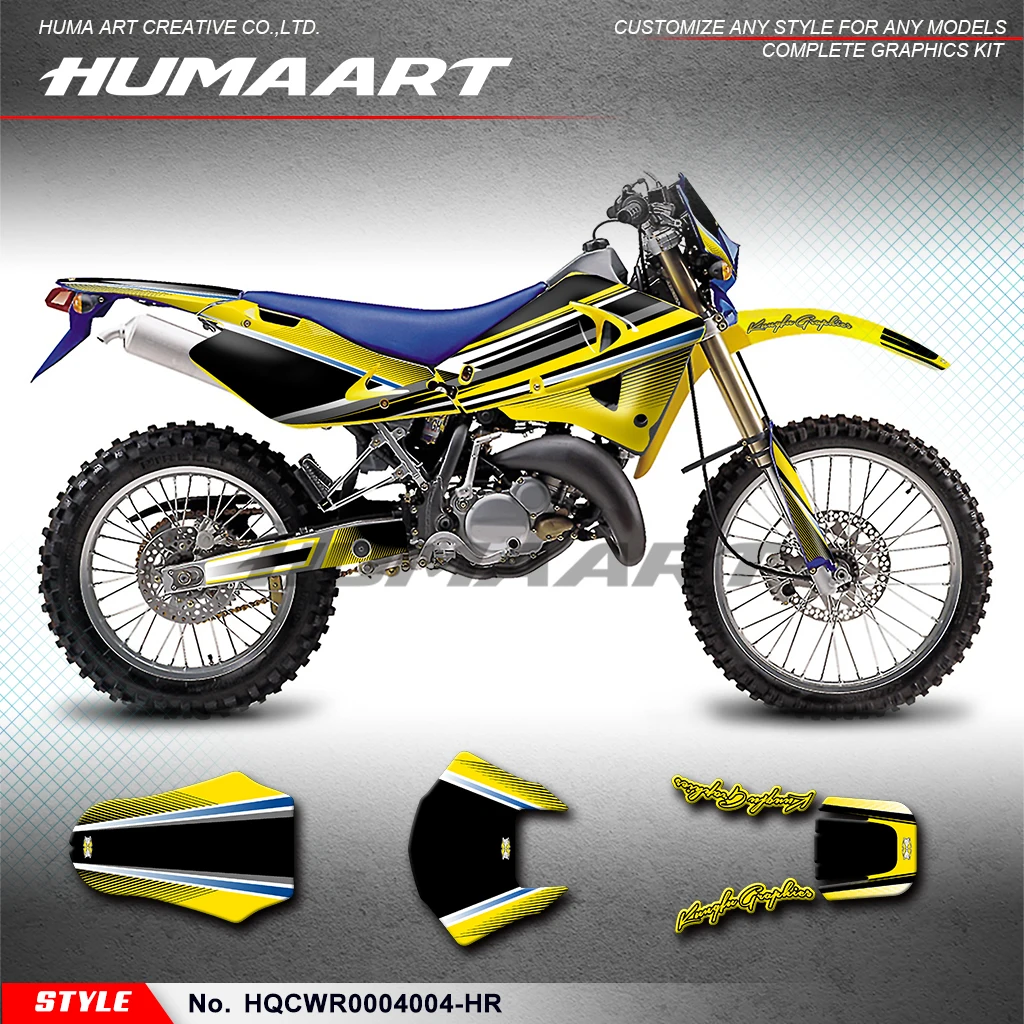 HUMAART Dirtbike Graphics Personalized Wrapping for Husqvarna WR CR 125 250 450 2000 2001 2002 2003 2004, HQCWR0004004-HR